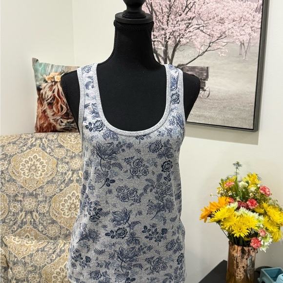 Lucky Brand Gray and Blue Tank Top - Picture 1 of 5